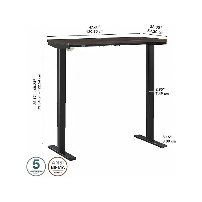 Bush Business Furniture Move 40 28"-48"H Electric Adjustable Standing Desk, Storm Gray/Black (M4S4824HCBK) 7 Bush Business Furniture Move 40 28"-48"H Electric Adjustable Standing Desk, Storm Gray/Black (M4S4824HCBK) - Image 5