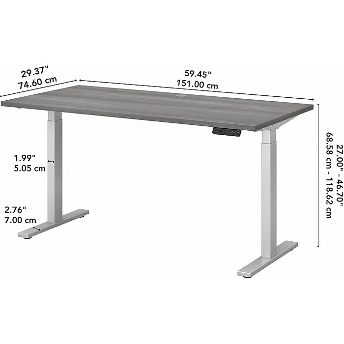Bush Business Furniture Move 60 Series 27"-47"H Adjustable Standing Desk, Platinum Gray/Cool Gray Metallic (M6S6030PGSK) 7 Bush Business Furniture Move 60 Series 27"-47"H Adjustable Standing Desk, Platinum Gray/Cool Gray Metallic (M6S6030PGSK) - Image 5