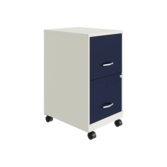 Space Solutions SOHO Smart File 2-Drawer Mobile File Cabinet, Letter Size, Lockable, 26.7"H X 18"D, Pearl White/Navy (25335) 4 Space Solutions SOHO Smart File 2-Drawer Mobile File Cabinet, Letter Size, Lockable, 26.7"H X 18"D, Pearl White/Navy (25335) - Image 2