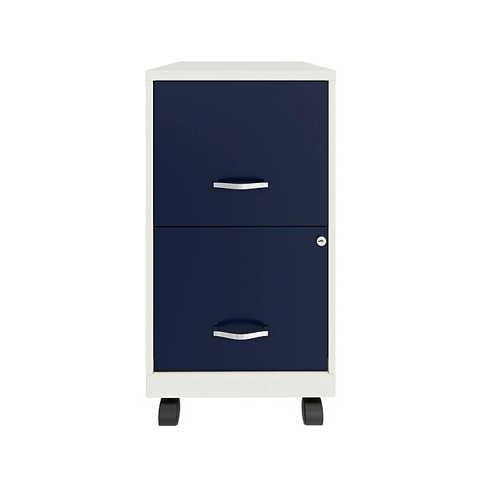 Space Solutions SOHO Smart File 2-Drawer Mobile File Cabinet, Letter Size, Lockable, 26.7"H X 18"D, Pearl White/Navy (25335) 3 Space Solutions SOHO Smart File 2-Drawer Mobile File Cabinet, Letter Size, Lockable, 26.7"H X 18"D, Pearl White/Navy (25335)