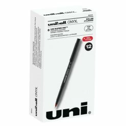 Uni-ball Uniball Onyx Rollerball Pen, Fine Point, 0.7mm, Red Ink, Dozen (60144)