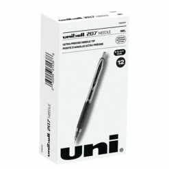 Uni-ball Uniball 207 Needle Retractable Gel Pens, Medium Point, 0.7mm, Black Ink, Dozen (1736097)
