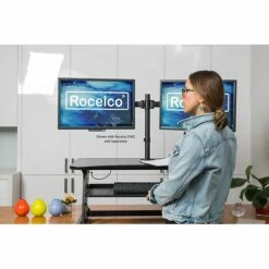 Rocelco 37.5" Deluxe Height Adjustable Standing Desk Converter, Large Retractable Keyboard Tray, Black (R DADRB) -STAPLES Sales 0DF6FA81 B0C6 48DD B844A1D41407B812 sc7