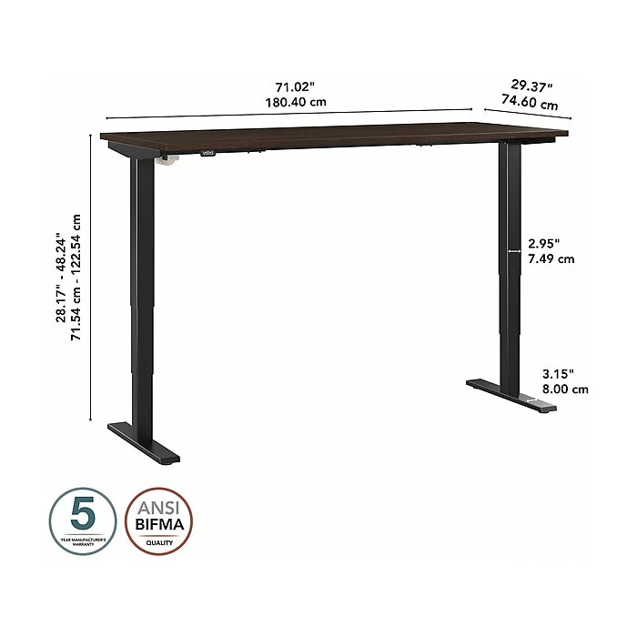 Bush Business Furniture Move 40 28"-48" Adjustable Standing Desk, Black Walnut/Black (M4S7230BWBK) 7 Bush Business Furniture Move 40 28"-48" Adjustable Standing Desk, Black Walnut/Black (M4S7230BWBK) - Image 5