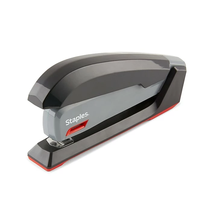 Staples One-Touch Desktop Stapler, 20 Sheet Capacity, Gray/Black/Red, 500 (44425) 3 Staples One-Touch Desktop Stapler, 20 Sheet Capacity, Gray/Black/Red, 500 (44425)