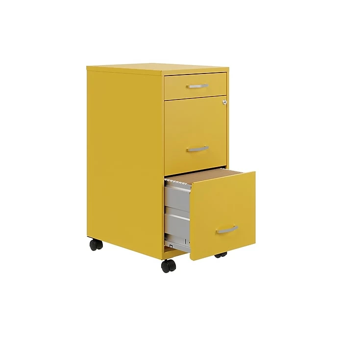 Space Solutions SOHO Organizer 3-Drawer Mobile Vertical File Cabinet, Letter Size, Lockable, 29.52"H X 18"D, Goldfinch (25284) 6 Space Solutions SOHO Organizer 3-Drawer Mobile Vertical File Cabinet, Letter Size, Lockable, 29.52"H X 18"D, Goldfinch (25284) - Image 4