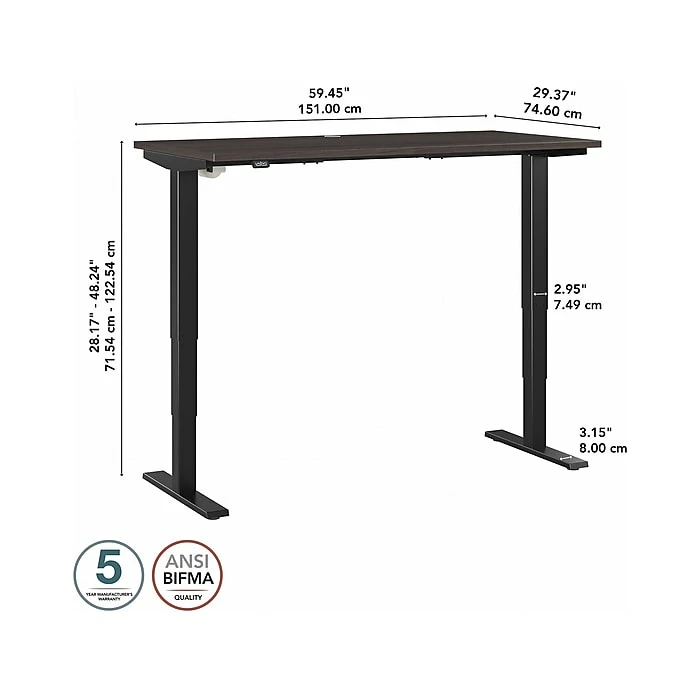 Bush Business Furniture Move 40 28"-48"H Electric Adjustable Standing Desk, Storm Gray/Black (M4S6030SGBK) 7 Bush Business Furniture Move 40 28"-48"H Electric Adjustable Standing Desk, Storm Gray/Black (M4S6030SGBK) - Image 5