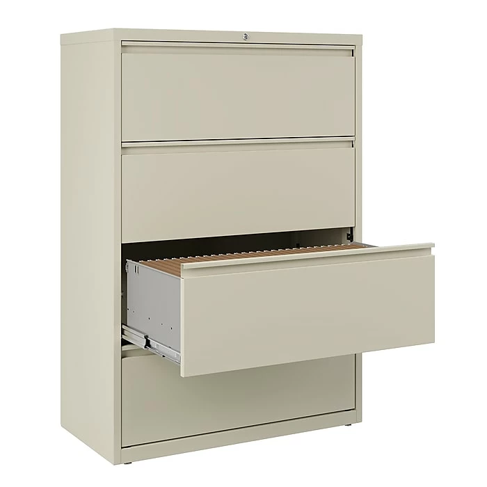Staples Commercial 4 File Drawers Lateral File Cabinet, Locking, Putty/Beige, Letter/Legal, 36"W (20056D) 6 Staples Commercial 4 File Drawers Lateral File Cabinet, Locking, Putty/Beige, Letter/Legal, 36"W (20056D) - Image 4