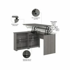 Bush Furniture Cabot 37-42"H Corner Adjustable Standing 3-Position Desk With Shelves, Modern Gray (WC31316) -STAPLES Sales 1D429389 238C 48F3 BEFB9EF3C9A3C11F sc7