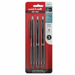 Uni-ball Uniball 307 Retractable Gel Pens, Medium Point, 0.7mm, Black Ink, 3/Pack (1919870)