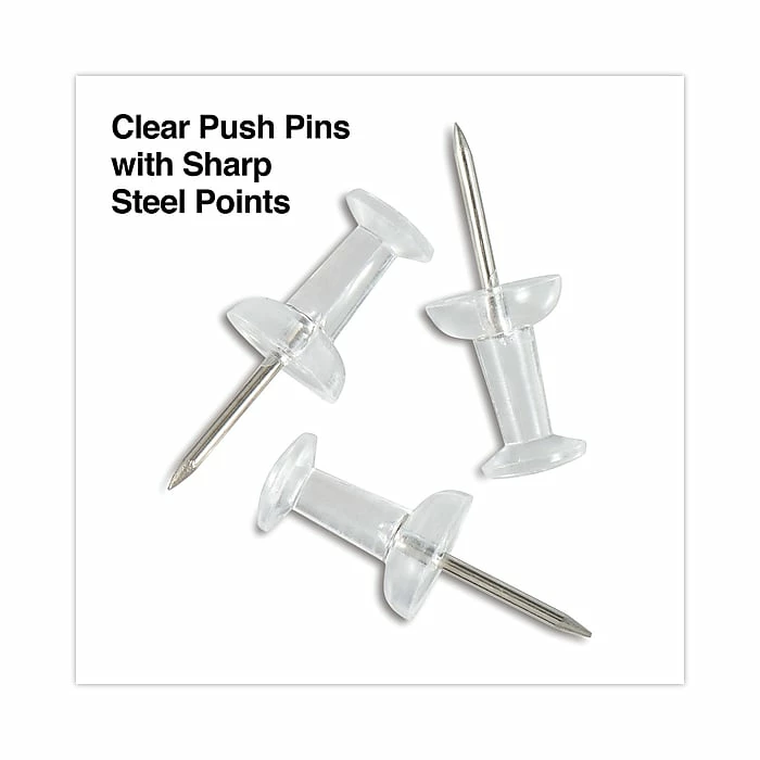 Universal Clear Push Pins, Plastic, 3/8", 400/Pack (UNV31306) 5 Universal Clear Push Pins, Plastic, 3/8", 400/Pack (UNV31306) - Image 3