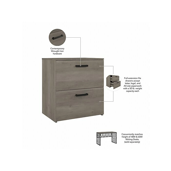 Kathy Ireland® Home By Bush Furniture City Park 2-Drawer Lateral File Cabinet, Letter/Legal, Driftwood Gray (CPF127DG-03) 5 Kathy Ireland® Home By Bush Furniture City Park 2-Drawer Lateral File Cabinet, Letter/Legal, Driftwood Gray (CPF127DG-03) - Image 3