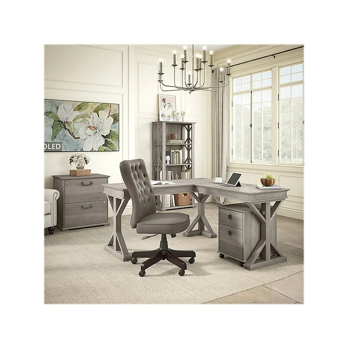 Bush Furniture Homestead 2-Drawer Lateral File Cabinet, Letter/Legal Size, Lockable, 30"H, Driftwood Gray (HOF129DG-03) 9 Bush Furniture Homestead 2-Drawer Lateral File Cabinet, Letter/Legal Size, Lockable, 30"H, Driftwood Gray (HOF129DG-03) - Image 7