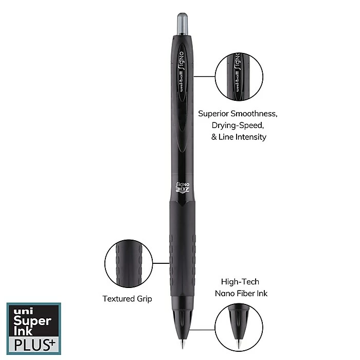 Uni-ball Uniball 307 Retractable Gel Pens, Medium Point, 0.7mm, Black Ink, 3/Pack (1919870) 11 Uni-ball Uniball 307 Retractable Gel Pens, Medium Point, 0.7mm, Black Ink, 3/Pack (1919870) - Image 9