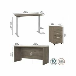 Bush Business Furniture Studio C 27"-47"H Adjustable Standing Desk With Credenza And File Cabinet, Modern Hickory (STC017MHSUFA) -STAPLES Sales 24B75C72 3456 4C9B 8018BF3B14F714CC sc7