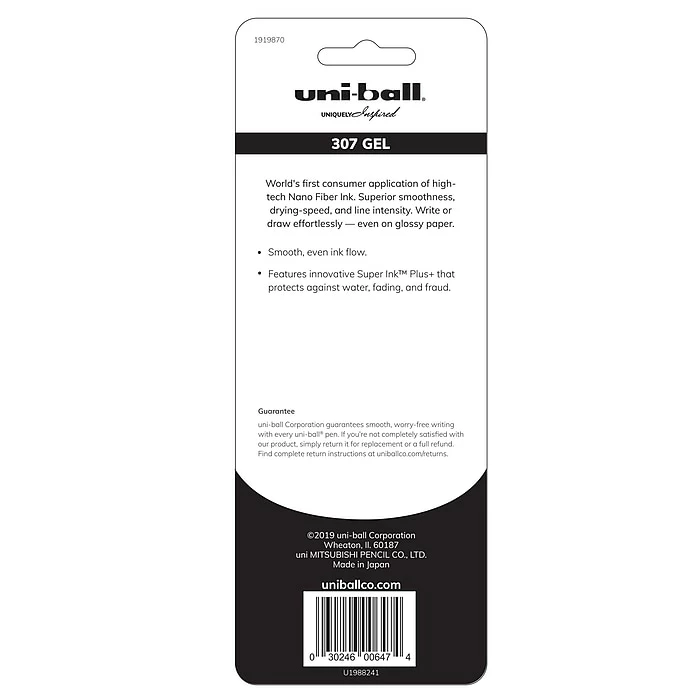 Uni-ball Uniball 307 Retractable Gel Pens, Medium Point, 0.7mm, Black Ink, 3/Pack (1919870) 6 Uni-ball Uniball 307 Retractable Gel Pens, Medium Point, 0.7mm, Black Ink, 3/Pack (1919870) - Image 4