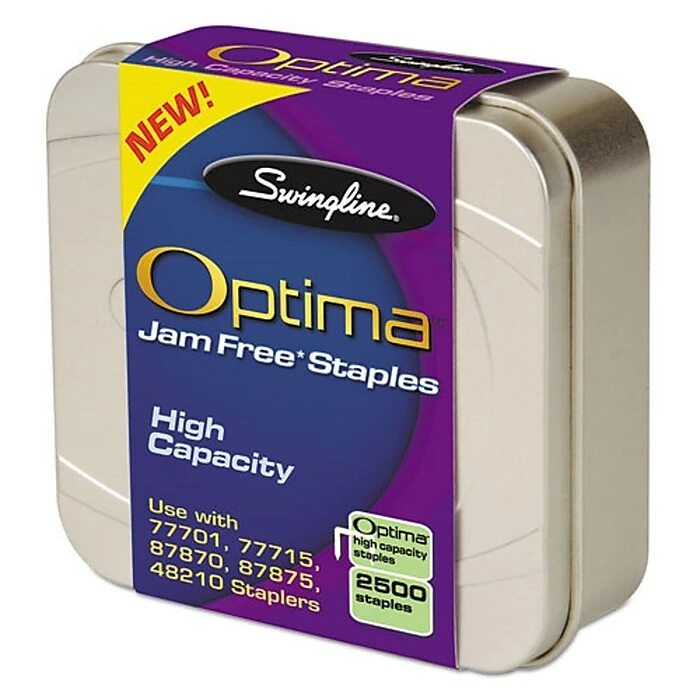 Swingline® Optima™ High Capacity Staples, 3/8" Length, 125/Strip, 2,500/Per Box (35550) 3 Swingline® Optima™ High Capacity Staples, 3/8" Length, 125/Strip, 2,500/Per Box (35550)