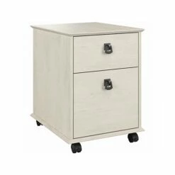 Bush Furniture Homestead 2-Drawer Mobile File Cabinet, Letter/Legal Size, Linen White Oak (HOF117LW-03)
