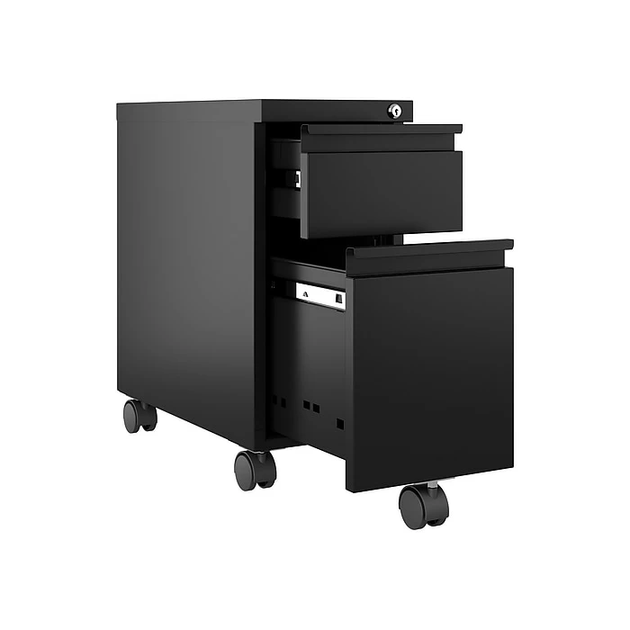 Hirsh 2-Drawer Mobile Vertical File Cabinet, Pedestal, Letter/Legal Size, Lockable, 21.75"H X 10"W X 19.88"D, Black (22651) 6 Hirsh 2-Drawer Mobile Vertical File Cabinet, Pedestal, Letter/Legal Size, Lockable, 21.75"H X 10"W X 19.88"D, Black (22651) - Image 4