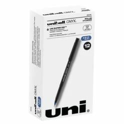 Uni-ball Uniball Onyx Rollerball Pens, Fine Point, 0.7mm, Blue Ink, Dozen (60145)