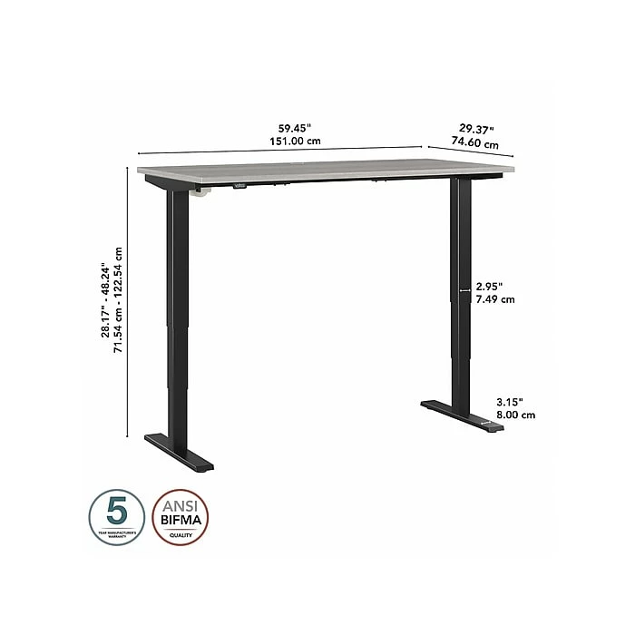 Bush Business Furniture Move 40 28"-48" Adjustable Standing Desk, Platinum Gray/Black (M4S6030PGBK) 7 Bush Business Furniture Move 40 28"-48" Adjustable Standing Desk, Platinum Gray/Black (M4S6030PGBK) - Image 5