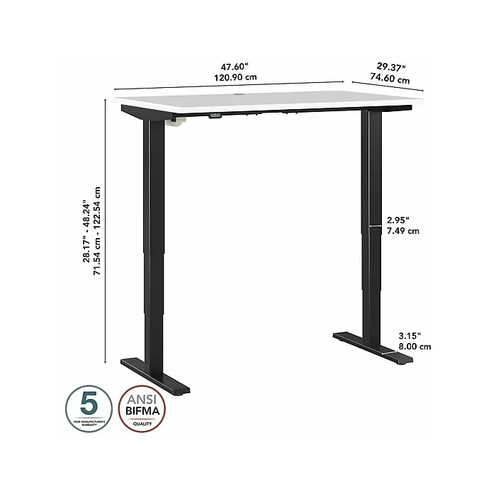 Bush Business Furniture Move 40 28"-48"H Electric Adjustable Standing Desk, White/Black (M4S4830WHBK) 7 Bush Business Furniture Move 40 28"-48"H Electric Adjustable Standing Desk, White/Black (M4S4830WHBK) - Image 5