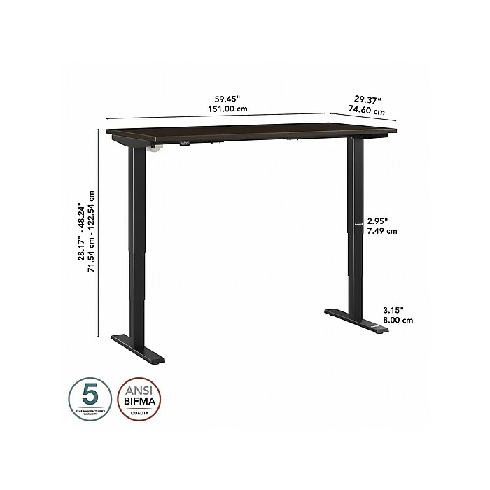 Bush Business Furniture Move 40 28"-48" Adjustable Standing Desk, Mocha Cherry/Black (M4S6030MRBK) 7 Bush Business Furniture Move 40 28"-48" Adjustable Standing Desk, Mocha Cherry/Black (M4S6030MRBK) - Image 5