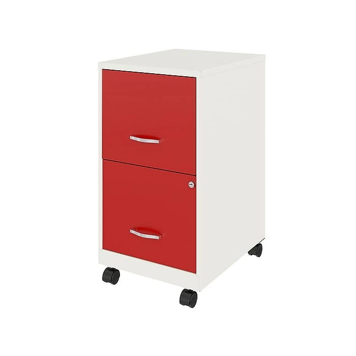 Space Solutions SOHO Smart File 2-Drawer Mobile Vertical File Cabinet, Letter Size, Lockable, 18"D, Pearl White/Lava Red (25273) 5 Space Solutions SOHO Smart File 2-Drawer Mobile Vertical File Cabinet, Letter Size, Lockable, 18"D, Pearl White/Lava Red (25273) - Image 3