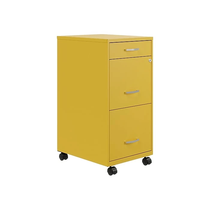 Space Solutions SOHO Organizer 3-Drawer Mobile Vertical File Cabinet, Letter Size, Lockable, 29.52"H X 18"D, Goldfinch (25284) 4 Space Solutions SOHO Organizer 3-Drawer Mobile Vertical File Cabinet, Letter Size, Lockable, 29.52"H X 18"D, Goldfinch (25284) - Image 2
