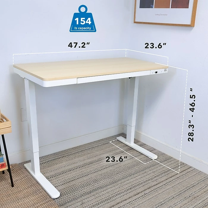 Mount-It! 28"-46"H Electric Adjustable Height Standing Desk, Light Brown Woodgrain (MI-15004) 11 Mount-It! 28"-46"H Electric Adjustable Height Standing Desk, Light Brown Woodgrain (MI-15004) - Image 9