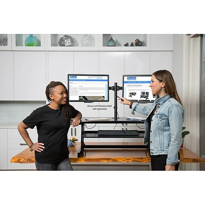 Rocelco 37"W Deluxe Adjustable Desk Riser With Energizing Anti-Fatique Mat (R DADRB-MAFM) 9 Rocelco 37"W Deluxe Adjustable Desk Riser With Energizing Anti-Fatique Mat (R DADRB-MAFM) - Image 7