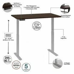 Bush Business Furniture Move 60 Series 27"-48" Adjustable Standing Desk, Black Walnut/Cool Gray Metallic (M6S4830BWSK) 12 Bush Business Furniture Move 60 Series 27"-48" Adjustable Standing Desk, Black Walnut/Cool Gray Metallic (M6S4830BWSK) -STAPLES Sales 57E54DF0 264B 477F 8AB04642C1C15267 sc7