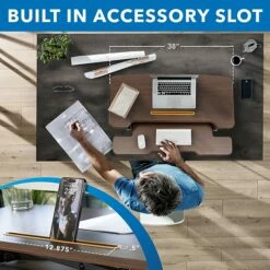 Mount-It! 5"-19"H Adjustable Extra-Wide Sit-Stand Desk Converter, Dark Walnut Woodgrain (MI-15006) -STAPLES Sales 58A30244 986D 4D3F 895EC6AB1B811B5D sc7