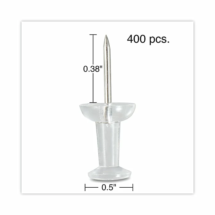 Universal Clear Push Pins, Plastic, 3/8", 400/Pack (UNV31306) 6 Universal Clear Push Pins, Plastic, 3/8", 400/Pack (UNV31306) - Image 4