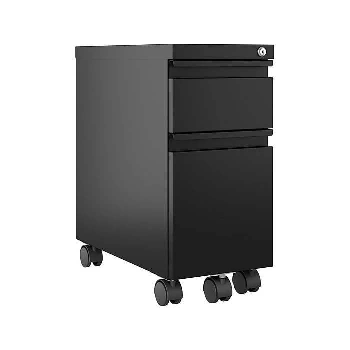 Hirsh 2-Drawer Mobile Vertical File Cabinet, Pedestal, Letter/Legal Size, Lockable, 21.75"H X 10"W X 19.88"D, Black (22651) 4 Hirsh 2-Drawer Mobile Vertical File Cabinet, Pedestal, Letter/Legal Size, Lockable, 21.75"H X 10"W X 19.88"D, Black (22651) - Image 2