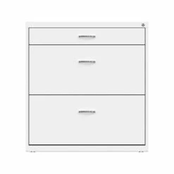 Space Solutions 3-Drawer Lateral File Cabinet, Letter/Legal Size, Lockable, 31.88"H X 30"W X 17.63"D, White (25071)