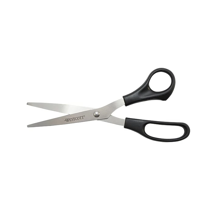 Westcott All Purpose 8" Stainless Steel Multipurpose Scissors, Pointed Tip, Black, 3/Pack (16907) 4 Westcott All Purpose 8" Stainless Steel Multipurpose Scissors, Pointed Tip, Black, 3/Pack (16907) - Image 2