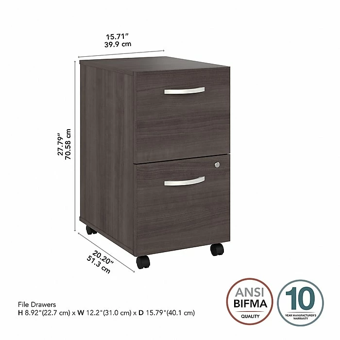 Bush Business Furniture Studio A 2-Drawer Mobile File Cabinet, Locking, Letter/Legal, Storm Gray, 20" (SDF116SGSU-Z) 6 Bush Business Furniture Studio A 2-Drawer Mobile File Cabinet, Locking, Letter/Legal, Storm Gray, 20" (SDF116SGSU-Z) - Image 4