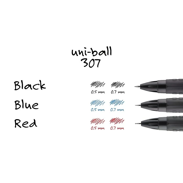 Uni-ball Uniball 307 Retractable Gel Pens, Medium Point, 0.7mm, Black Ink, 3/Pack (1919870) 10 Uni-ball Uniball 307 Retractable Gel Pens, Medium Point, 0.7mm, Black Ink, 3/Pack (1919870) - Image 8