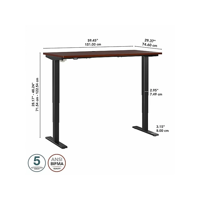 Bush Business Furniture Move 40 28"-48" Adjustable Standing Desk, Hansen Cherry/Black (M4S6030HCBK) 7 Bush Business Furniture Move 40 28"-48" Adjustable Standing Desk, Hansen Cherry/Black (M4S6030HCBK) - Image 5