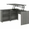 Bush Furniture Cabot 37-42"H Corner Adjustable Standing 3-Position Desk With Shelves, Modern Gray (WC31316)