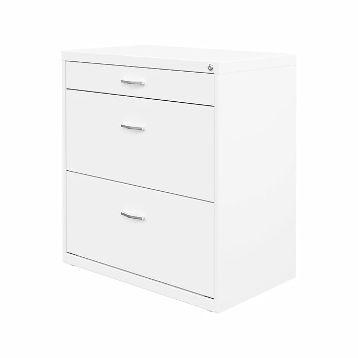 Space Solutions 3-Drawer Lateral File Cabinet, Letter/Legal Size, Lockable, 31.88"H X 30"W X 17.63"D, White (25071) 5 Space Solutions 3-Drawer Lateral File Cabinet, Letter/Legal Size, Lockable, 31.88"H X 30"W X 17.63"D, White (25071) - Image 3
