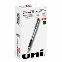 Uni-ball 207 Impact Gel Pens, Bold Point, Red Ink, Dozen (65802)