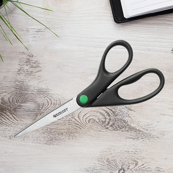 Westcott KleenEarth 8" Stainless Steel Standard Scissors, Pointed Tip, Black (41418/13039) 7 Westcott KleenEarth 8" Stainless Steel Standard Scissors, Pointed Tip, Black (41418/13039) - Image 5