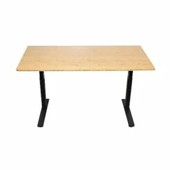 Uncaged Ergonomics Rise Up Electric Adjustable Height Standing Desk With Natural Bamboo Desktop Gray Frame, Black Desktop (RUbb)