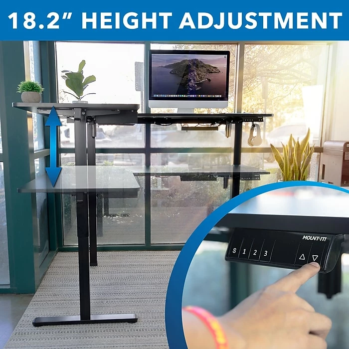Mount-It! 28"-46"H L-Shape Electric Adjustable Height Standing Corner Desk, Black (MI-15001) 6 Mount-It! 28"-46"H L-Shape Electric Adjustable Height Standing Corner Desk, Black (MI-15001) - Image 5