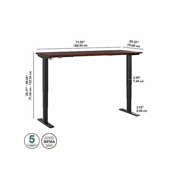Bush Business Furniture Move 40 28"-48" Adjustable Standing Desk, Hansen Cherry/Black (M4S7230HCBK) 7 Bush Business Furniture Move 40 28"-48" Adjustable Standing Desk, Hansen Cherry/Black (M4S7230HCBK) - Image 5