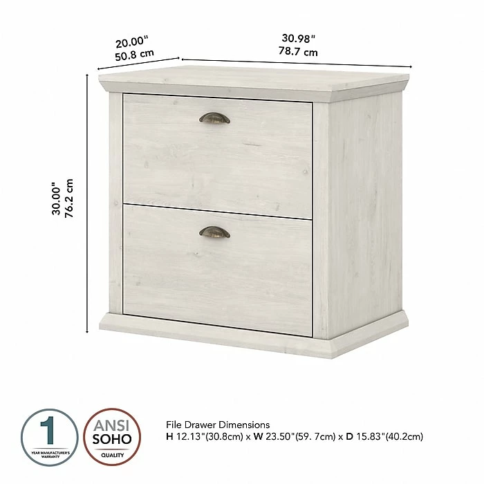 Bush Furniture Yorktown 2-Drawer Lateral File Cabinet, Letter/Legal, Linen White Oak, 30.98" (WC40480-03) 6 Bush Furniture Yorktown 2-Drawer Lateral File Cabinet, Letter/Legal, Linen White Oak, 30.98" (WC40480-03) - Image 4