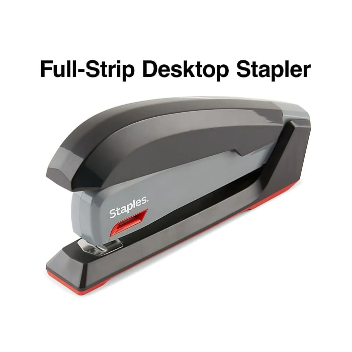 Staples One-Touch Desktop Stapler, 20 Sheet Capacity, Gray/Black/Red, 500 (44425) 4 Staples One-Touch Desktop Stapler, 20 Sheet Capacity, Gray/Black/Red, 500 (44425) - Image 2