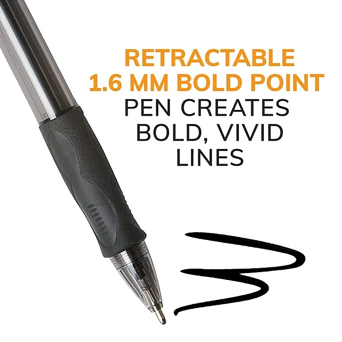BIC Glide Bold Retractable Ballpoint Pen, Bold Point, Black Ink, 4/Pack (VLGBP41-BLK) 4 BIC Glide Bold Retractable Ballpoint Pen, Bold Point, Black Ink, 4/Pack (VLGBP41-BLK) - Image 2